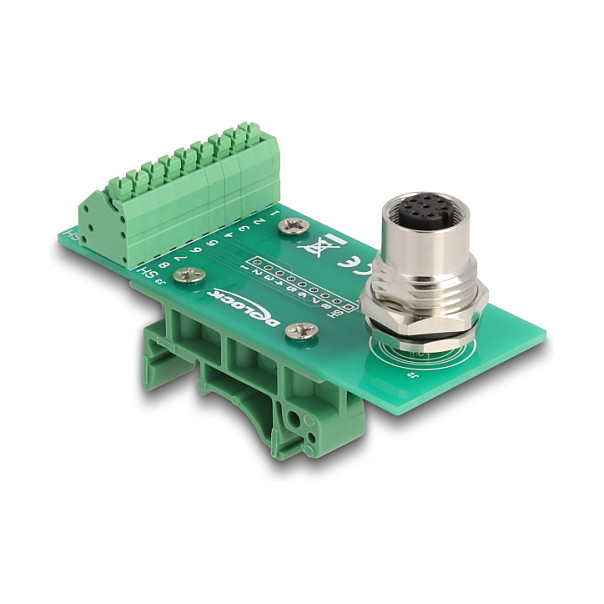 Adapter modul DELOCK M12 na terminalni blok (A-kodiran, 8-pin ženski na 9-pin, za DIN šinu)-0