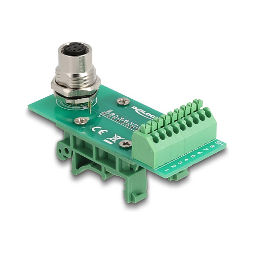 Adapter modul DELOCK M12 na terminalni blok (A-kodiran, 8-pin ženski na 9-pin, za DIN šinu)-1
