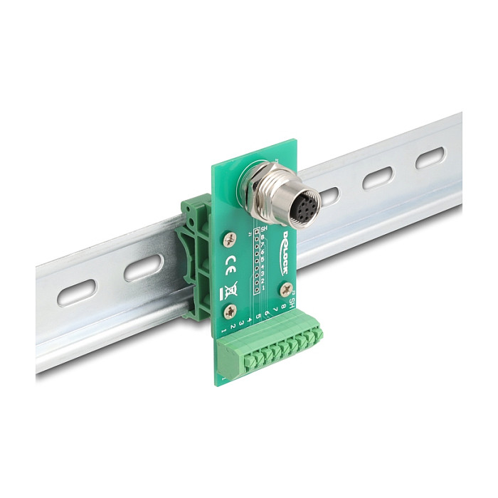 Adapter modul DELOCK M12 na terminalni blok (A-kodiran, 8-pin ženski na 9-pin, za DIN šinu)-2