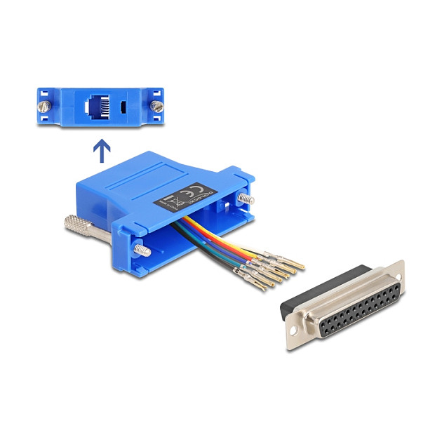 Modularni adapter DELOCK 67100 (D-Sub 25-pinski ženski na RJ12 ženski) plavi-0