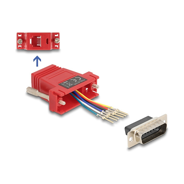 Adapter kit DELOCK D-Sub 15 Pin na RJ12 (Montažni set, crveni)-0