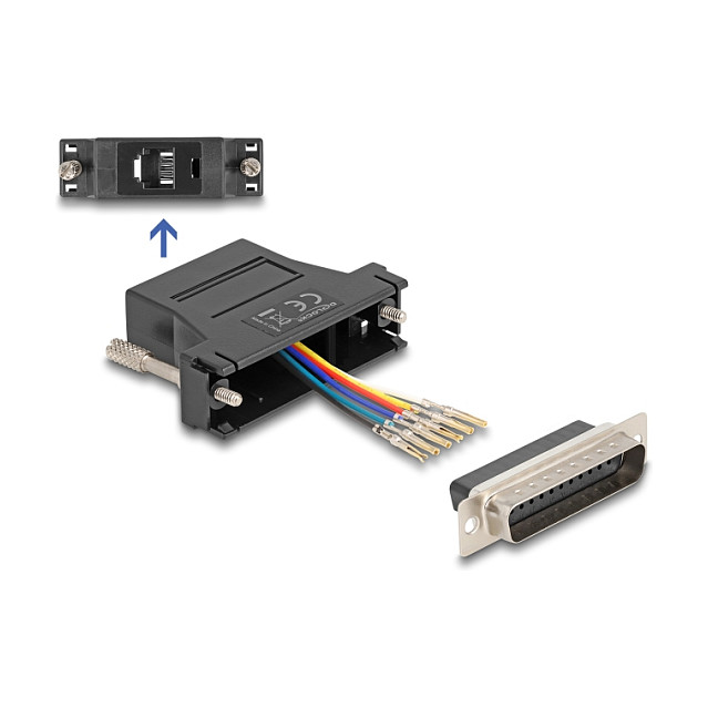 Adapter kit DELOCK D-Sub 25-pin muški na RJ12 ženski (67092), montažni set, crni-0