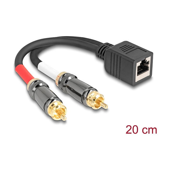 Adapter kabel DELOCK RJ45 (ženski) na 2x RCA (Cinch) (muški), 20 cm
