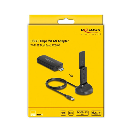 Wi-Fi USB Adapter DELOCK AX5400 (Wi-Fi 6E, USB 3.2, do 5400 Mbps, 2 vanjske antene)-3