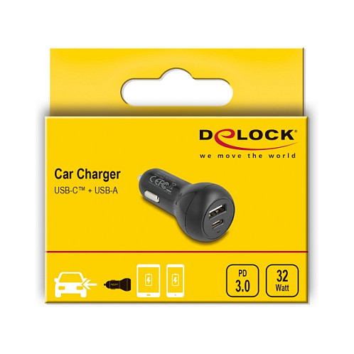 Auto punjač DELOCK 64329 (USB-C PD 20W + USB-A 12W, 32W)-2