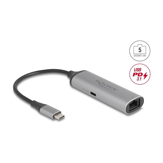 Mrežni adapter DELOCK USB-C na 5 Gigabit LAN RJ45 (Power Delivery 140W)-1