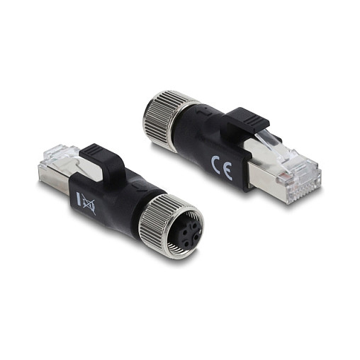 M12 na RJ45 adapter DELOCK 66032 (M12 D-kod 4-pin ženski na RJ45 muški, Cat.5e, S/FTP, IP67, 20 cm)-0