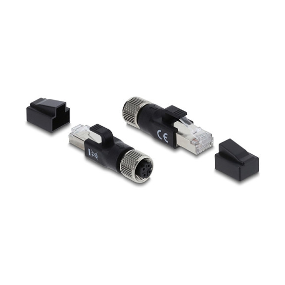 M12 na RJ45 adapter DELOCK 66032 (M12 D-kod 4-pin ženski na RJ45 muški, Cat.5e, S/FTP, IP67, 20 cm)-1