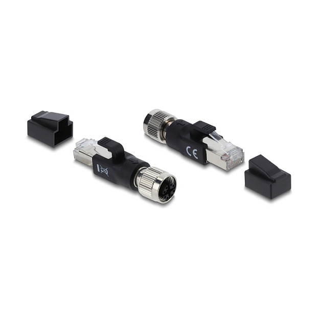 Mrežni adapter DELOCK M12 X-kodirani 8-pinski (ženski) na RJ45 (muški) (Cat.6A, 10 Gbps, IP67)-1