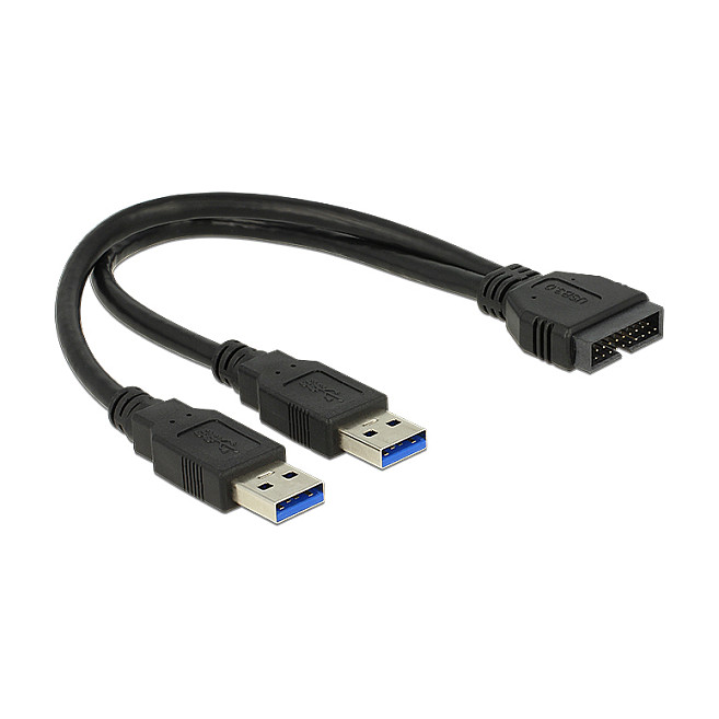 USB kabel DELOCK 83910 (USB 3.0 Pin Header na 2x USB-A M, 25 cm)