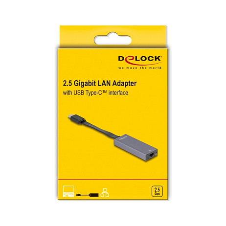 Mrežni adapter DELOCK USB-C na 2.5 Gigabit LAN RJ45 (Aluminijsko kućište, slim)-1