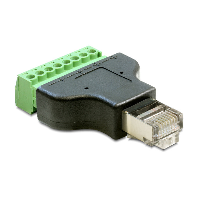 Adapter DELOCK 65389 (RJ45 muški na 8-pinski terminalni blok, 2-dijelni)