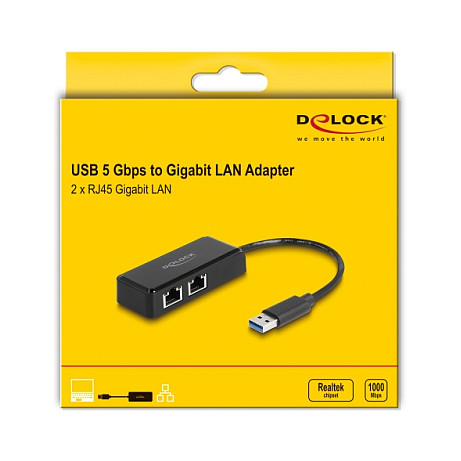 Mrežni adapter DELOCK 64194 (USB-A 3.2 na 2x 2.5 Gigabit LAN RJ45)-1