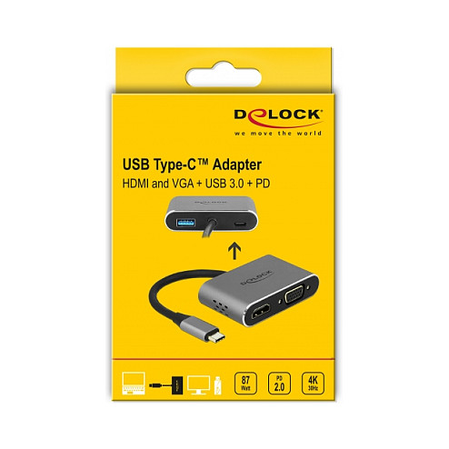 USB-C adapter DELOCK 64074 (HDMI 4K 60Hz, VGA, USB 3.2, PD 100W)-4
