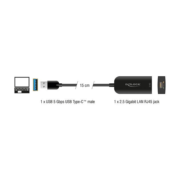 Mrežni adapter DELOCK 66045 (USB-A 3.2 na 2.5 Gigabit LAN, RJ45)-1