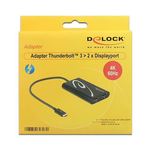 Adapter DELOCK Thunderbolt 3 na 2x DisplayPort (4K 60 Hz)