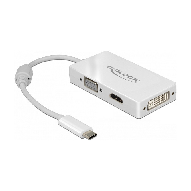 Adapter DELOCK USB-C na VGA / HDMI / DVI (4K 30Hz, bijeli)-0