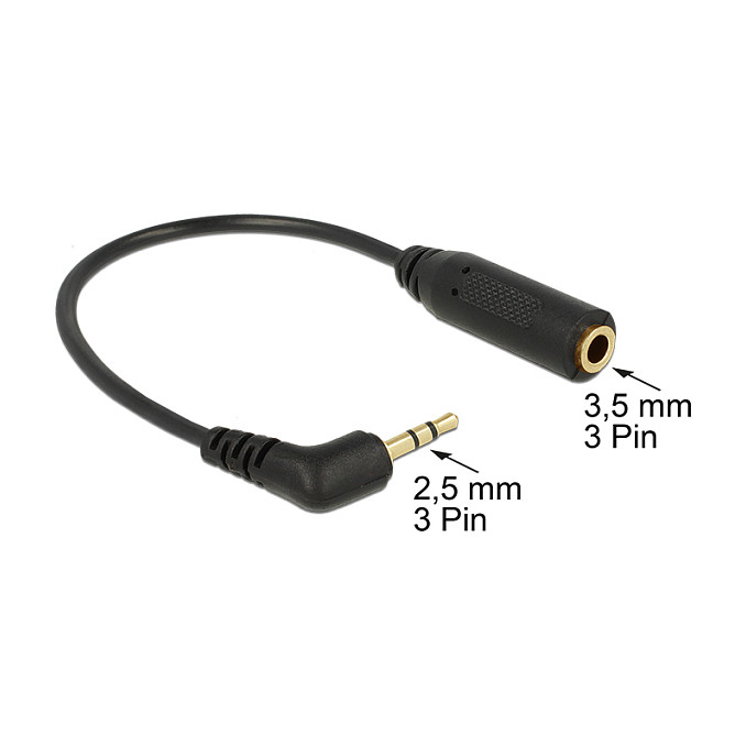 Audio adapter kabel DELOCK 2.5mm 3-pin (M) kutni na 3.5mm (Ž) 0.12m-1