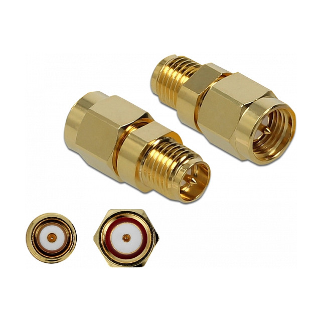 Adapter DELOCK SMA muški na RP-SMA ženski (10 GHz, pozlaćeni kontakti)-0