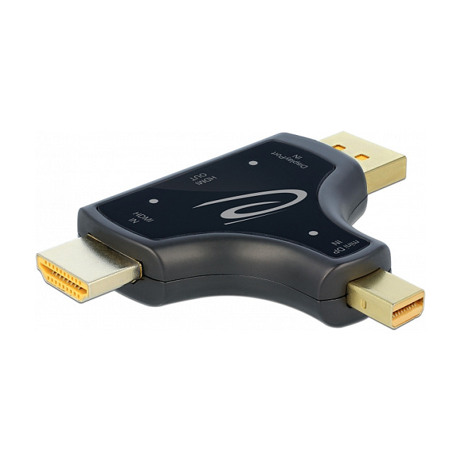 Adapter DELOCK 3-u-1 (HDMI / DP / mini DP na HDMI, 4K 60 Hz)