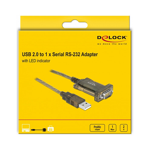Adapter DELOCK USB 2.0 Type-A na Serijski RS-232 DB9 (FTDI Chipset, 0.25m)-2