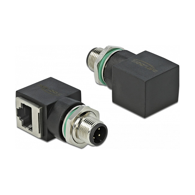Mrežni adapter DELOCK M12 D-kodirani 4-pinski muški na RJ45 ženski (Cat.5e, IP67, za ugradnju)-0
