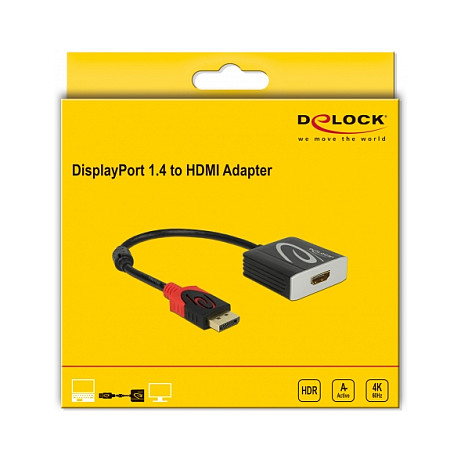 Adapter DELOCK DisplayPort 1.4 na HDMI (4K 60 Hz, HDR, aktivni)-1