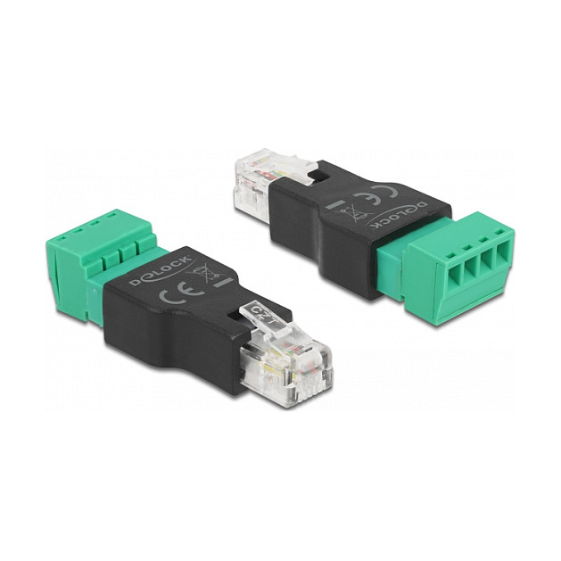 Adapter DELOCK RJ11 / RJ14 muški na 4-pinski Terminal Block (2-dijelni)