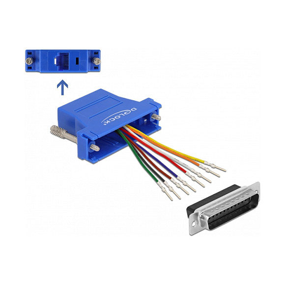 Adapter DELOCK D-Sub 25-pinski (M) na RJ45 (Ž) modularni, montažni set, plavi-0