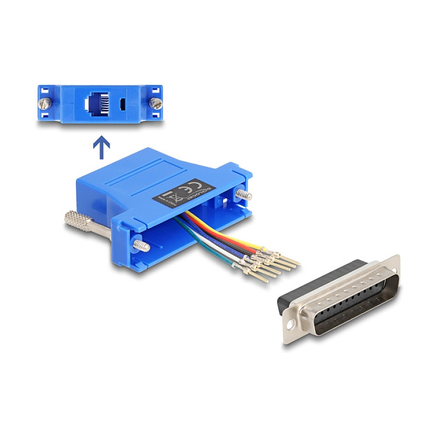 Modularni adapter DELOCK 67095 (D-Sub 25-pinski muški na RJ12 ženski, set za montažu) plavi