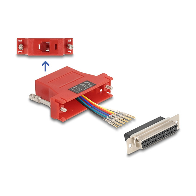 Adapter DELOCK 67099 D-Sub 25-pinski (ženski) na RJ12 (ženski), crveni