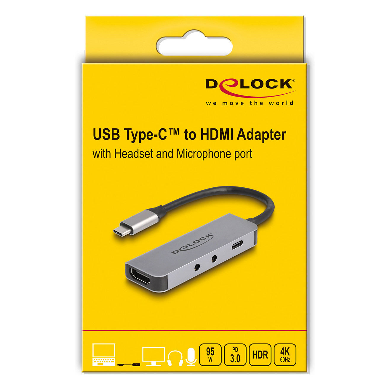 Adapter DELOCK 61064 USB-C na HDMI (4K 60Hz, 3.5mm Audio, USB-C PD 95W)-2