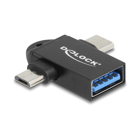 USB Adapter DELOCK 2-u-1 OTG (USB-A na USB-C + Micro-B, 10 Gbps) 60739-0