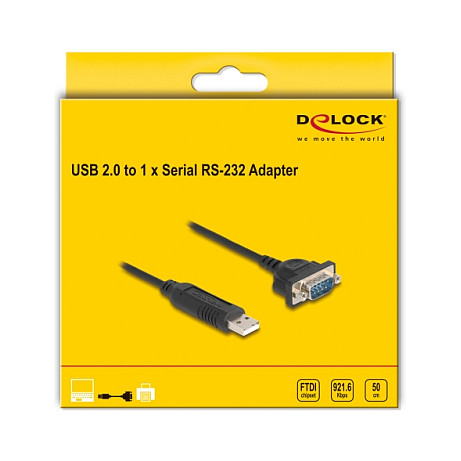 USB na RS-232 adapter DELOCK 66470 (USB 2.0 na D-Sub 9, Prolific PL2303GT, 50 cm)-2