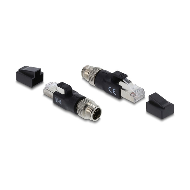 Mrežni adapter DELOCK M12 X-kodirani 8-pinski muški na RJ45 muški (Cat.6A, S/FTP, IP67, 0.25m)-1