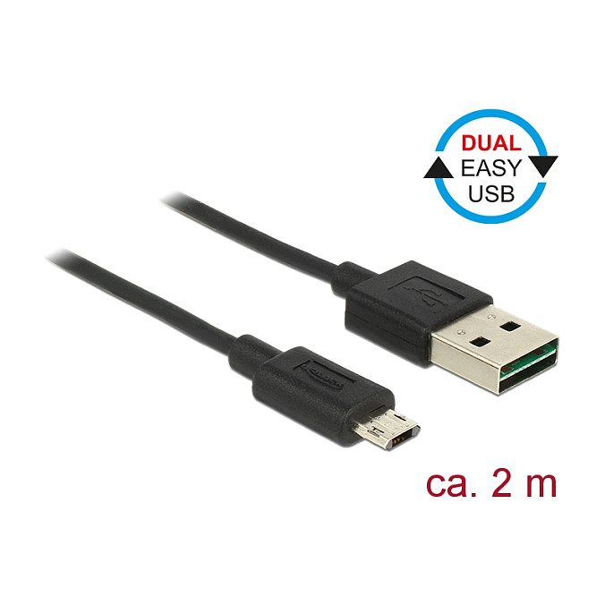 USB kabel DELOCK Easy-USB 2.0 A na Micro-B (2 m, obostrani konektori)