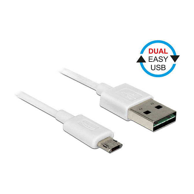 USB kabel DELOCK EASY-USB 2.0 A na Micro-B (20 cm, bijeli, obostrani konektori)-0