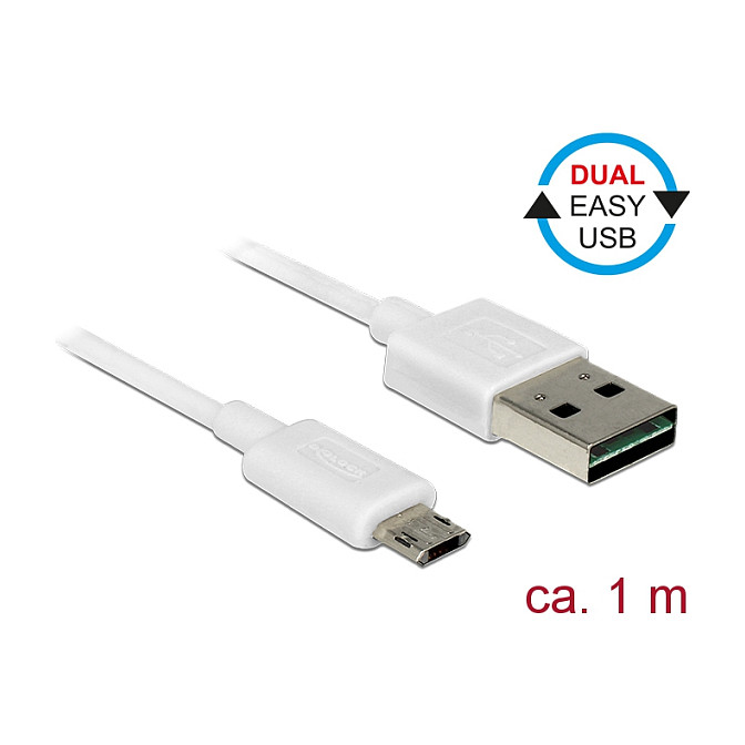 USB Kabel DELOCK EASY-USB 2.0 A na Micro-B (1m, bijeli)-0