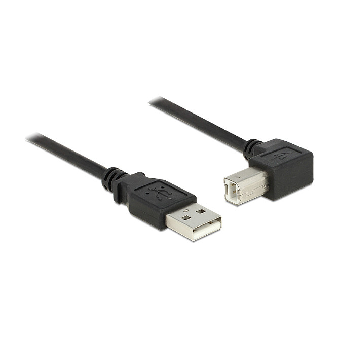 USB kabel DELOCK USB 2.0 A (M) na B (M) 90° kutni, 1.5m, crni