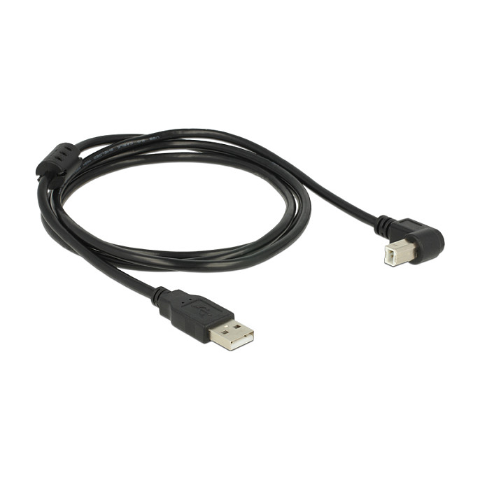 USB kabel DELOCK USB 2.0 A (M) na B (M) 90° kutni, 1.5m, crni-1