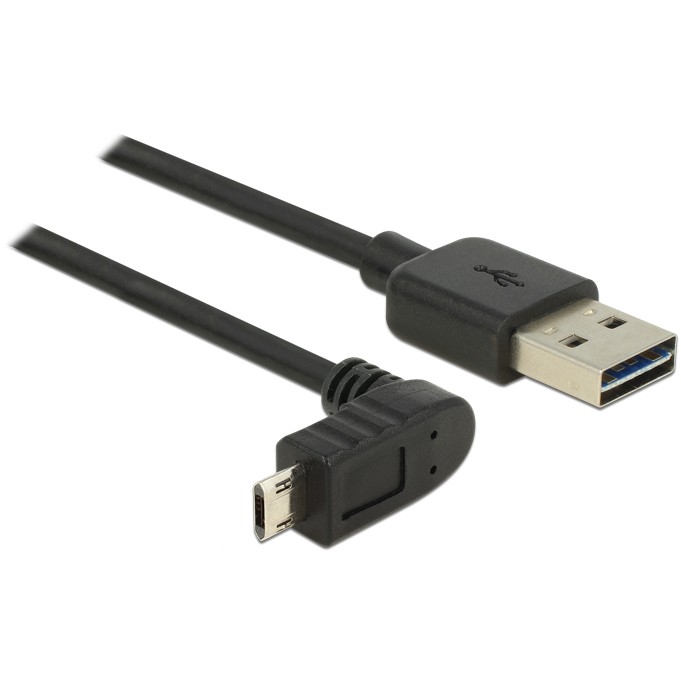 USB Kabel DELOCK EASY-USB 2.0-A na Micro-B kutni 1m (obostrani konektori, 480 Mbps)-0