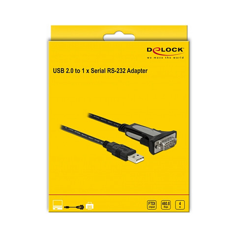USB na Serijski RS-232 Adapter DELOCK 61445 (USB 2.0 Type-A na DB9, 4 m)-1