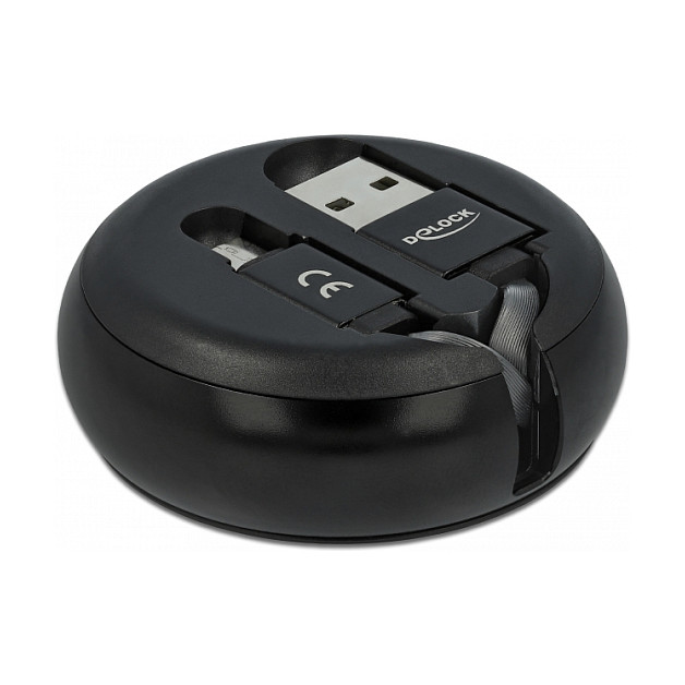 USB kabel DELOCK USB-A na Lightning na uvlačenje 1m (MFi certificiran, bijelo/rozi)-1