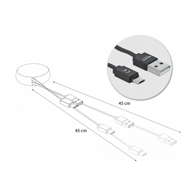 USB kabel DELOCK USB-A na Lightning na uvlačenje 1m (MFi certificiran, bijelo/rozi)-3