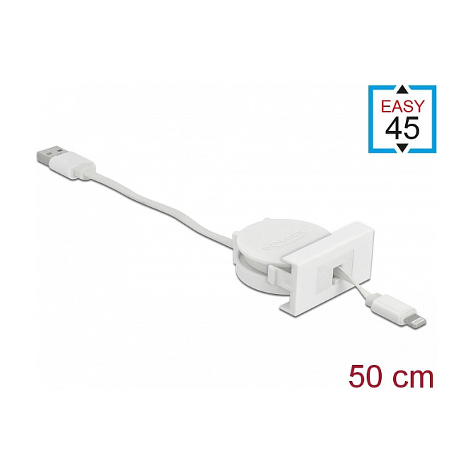 USB kabel modul DELOCK Easy 45 (USB-A na Lightning, na izvlačenje, 60 cm, bijeli)-1