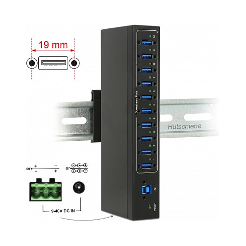 USB Hub DELOCK 64097 Industrijski (10x USB 3.0, 20 kV ESD zaštita, metalno kućište)-1