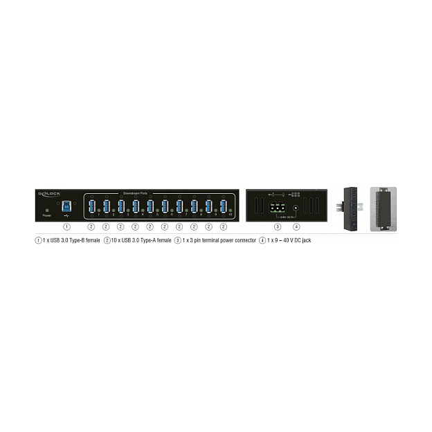 USB Hub DELOCK 64097 Industrijski (10x USB 3.0, 20 kV ESD zaštita, metalno kućište)-4