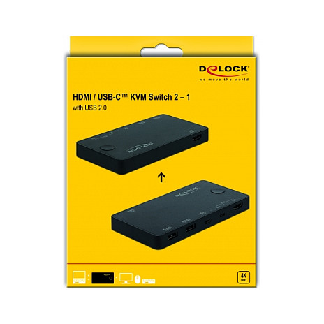KVM Switch DELOCK 11483 (HDMI / USB-C, 4K 60Hz, USB 2.0, PD 65W)-1