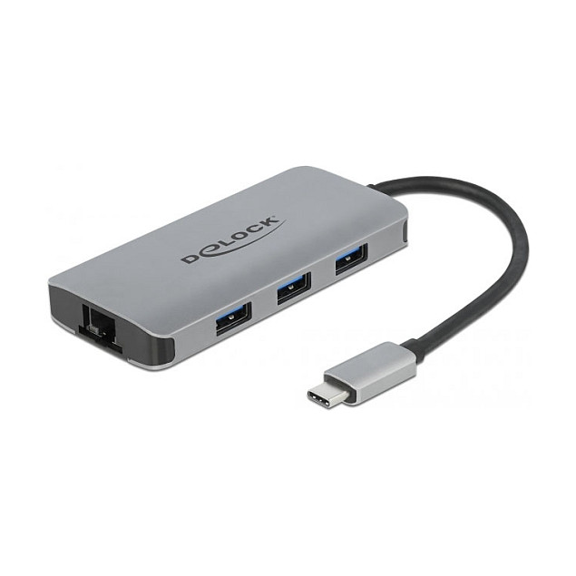 USB-C Hub DELOCK 64059 (4-portni, 3x USB-A 3.2, Gigabit LAN, 100W PD)-0