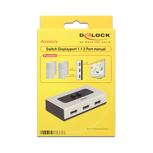DisplayPort Switch DELOCK 87725 2-portni (8K 30Hz, 4K 120Hz, DisplayPort 1.4, dvosmjerni)-1